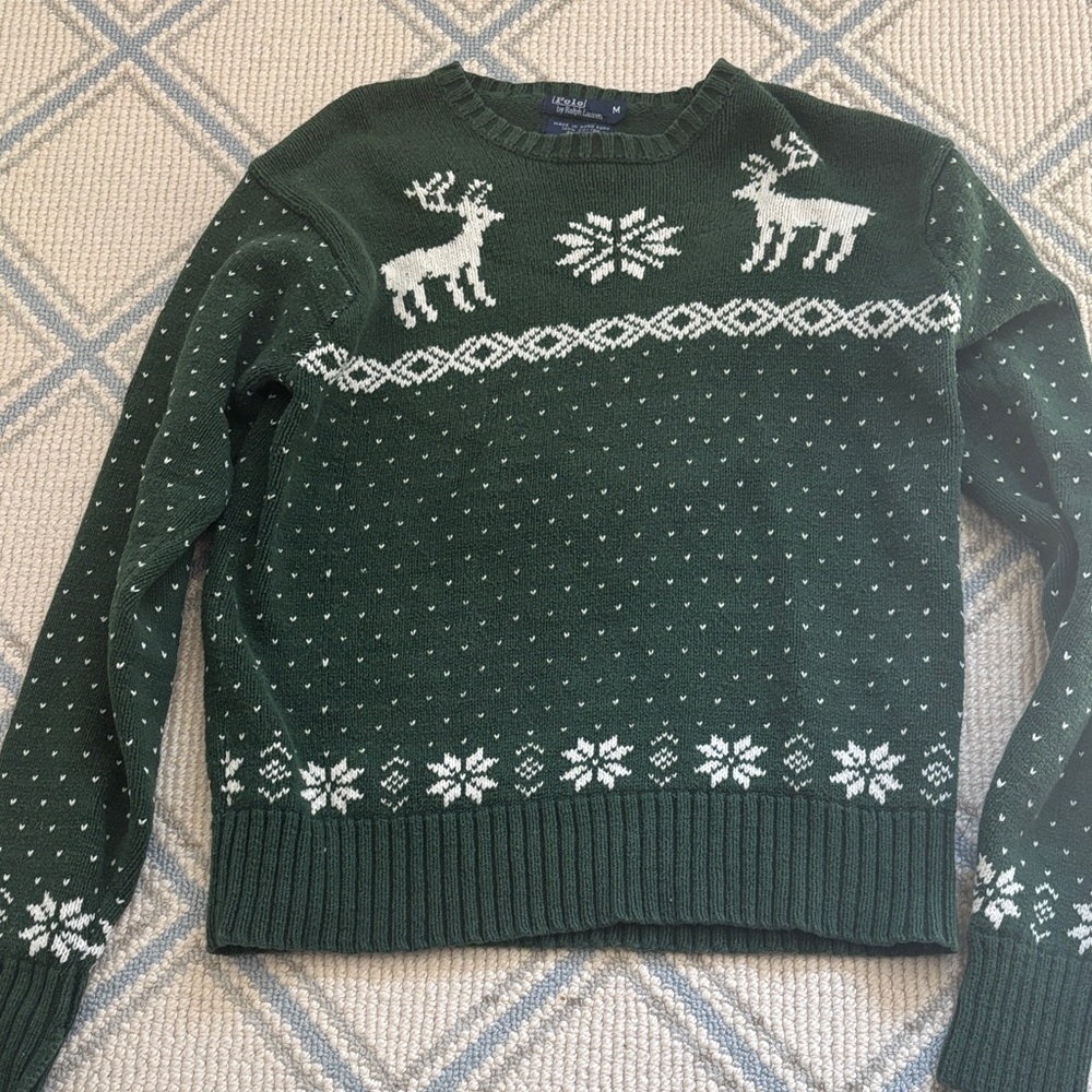 Ralph Lauren Forest Green Knit Sweater Sz M